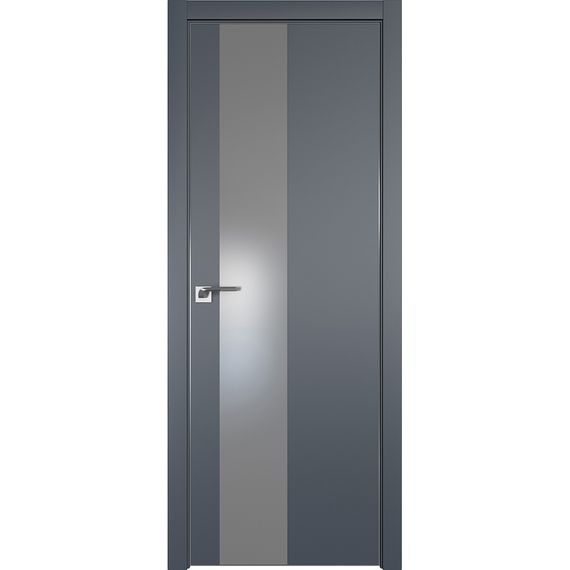 Фото межкомнатной двери экошпон Profil Doors 5E антрацит стекло серебро матлак алюминиевая матовая кромка с 4-х сторон