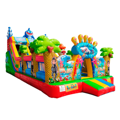 Коммерческий надувной батут с горкой «В гостях у моря» 10*5*5 м.