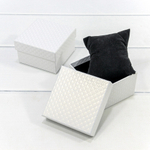 Коробка Ювелирная 9х9х5.5 см Набор 2 шт "Ромбики" с подушкой (Белый)