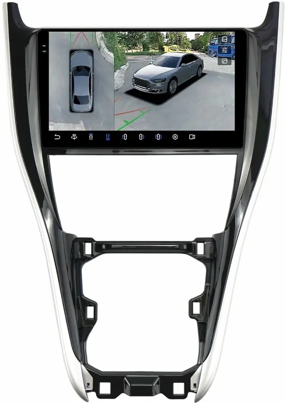 Магнитола для Toyota Harrier 3 XU60 2017-2020 (большая рамка) - FarCar BX10-360-9534F3 монитор 10.36" 2K QLED на Android 13, 6Гб+128Гб, CarPlay, 4G SIM-слот, 4 камеры в комплекте