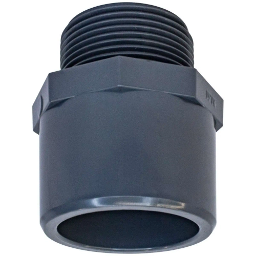 Муфта переходная ПВХ (НПВХ) неразборная с наружной резьбой под клей, склейка внутренняя-наружная (Ру16), Россия