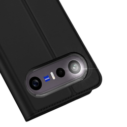 Чехол книжка из кожи черного цвета для Vivo X300 FE 5G (S50 Pro mini), серия Skin Pro Series от Dux Ducis