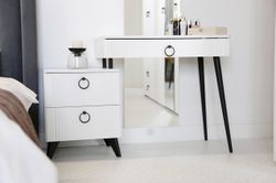 Туалетный столик "Ева" без зеркала (белое дерево/белый матовый)