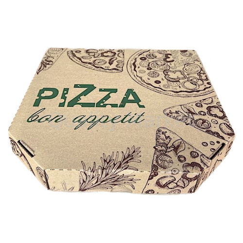 Коробки для пиццы  26*26*4 см бурая с печатью