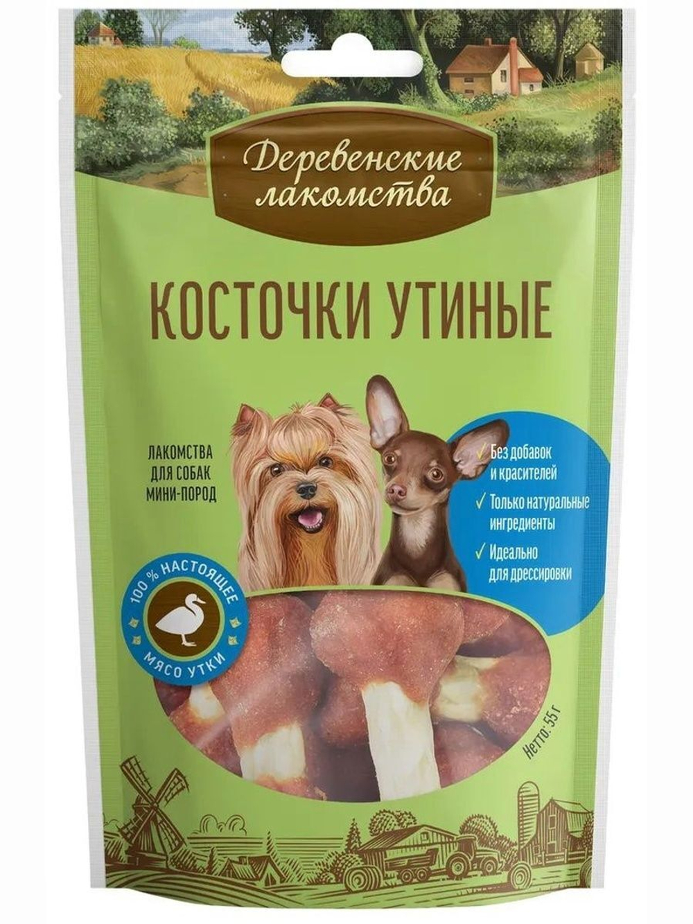 Косточки утиные для собак мини-пород Деревенские лакомства 0,055кг