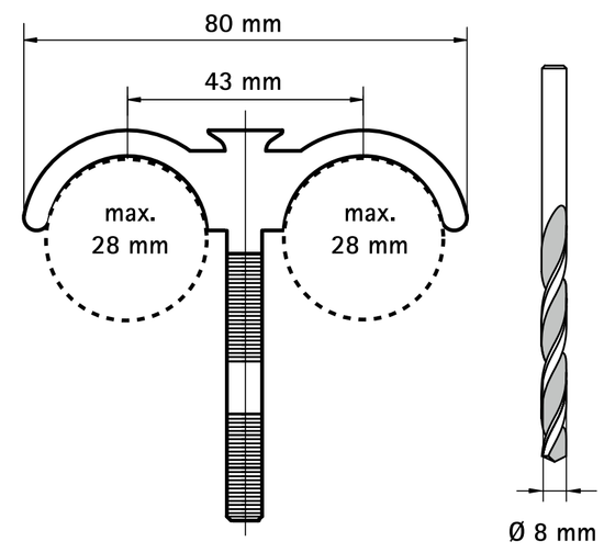 Дюбель крюковой Walraven BIS 115 мм для двух труб до 28 мм (арт. 0852280)