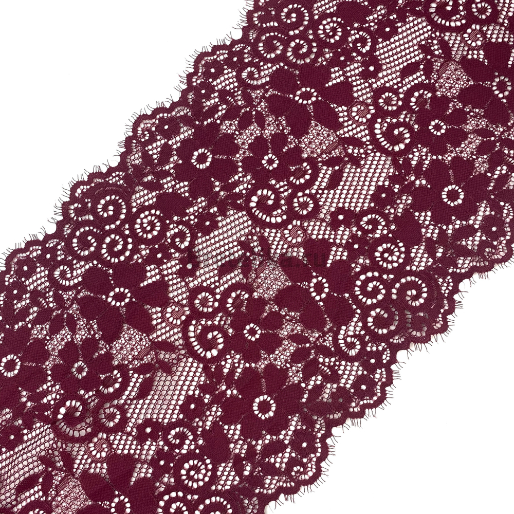 Кружево эластичное бургундини с ресничками 23,5 см