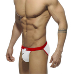 Белые мужские плавки-танга с ярким поясом (Размер: XXXL) (Цвет: белый)