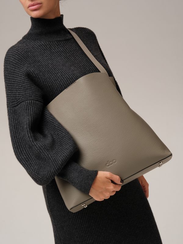 Кожаная сумка шоппер DBR 30948 серо-коричневый