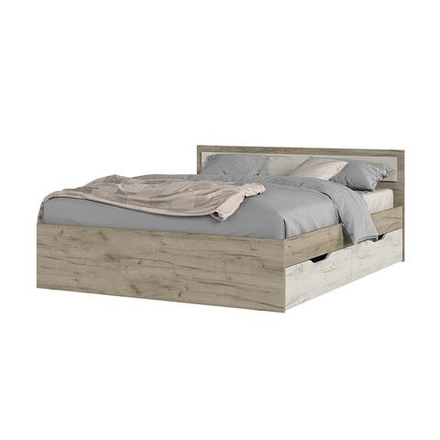 Гармония КР 604 Кровать с ящиками 160 Дуб крафт серый / Дуб крафт белый