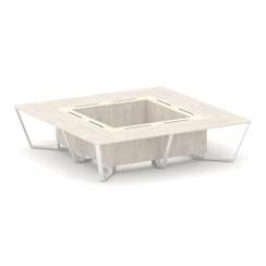 Steel Meet Стол переговорный квадратный KM-PR.B.SP-16K Денвер Светлый/Ваниль Глянец/Металл Белый 320