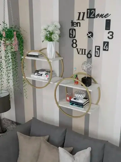 Набор полок круглых настенных злато-белых  - ЗБ