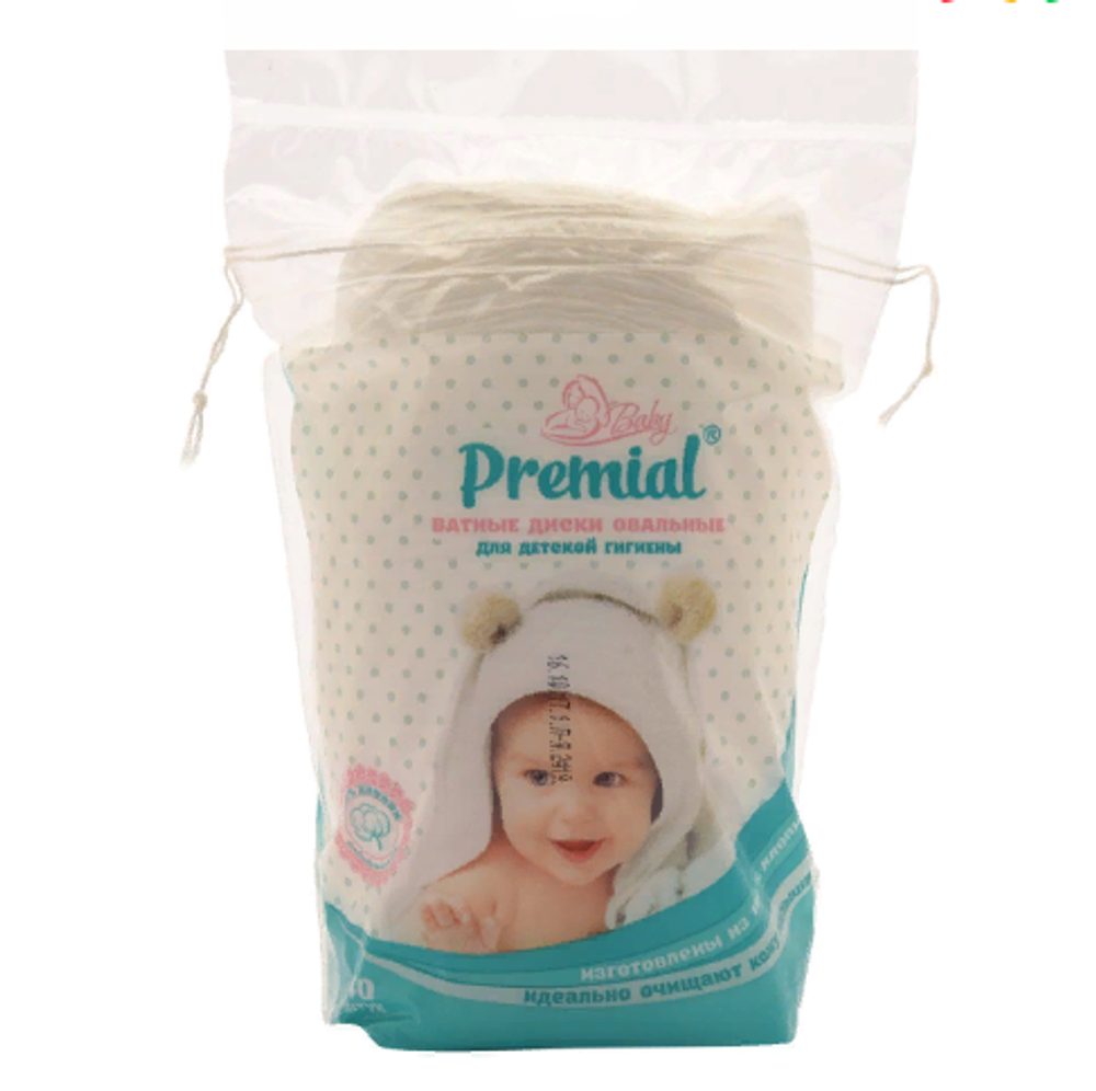 Premial Baby Line Диски ватные, детские, 40 шт (овал)