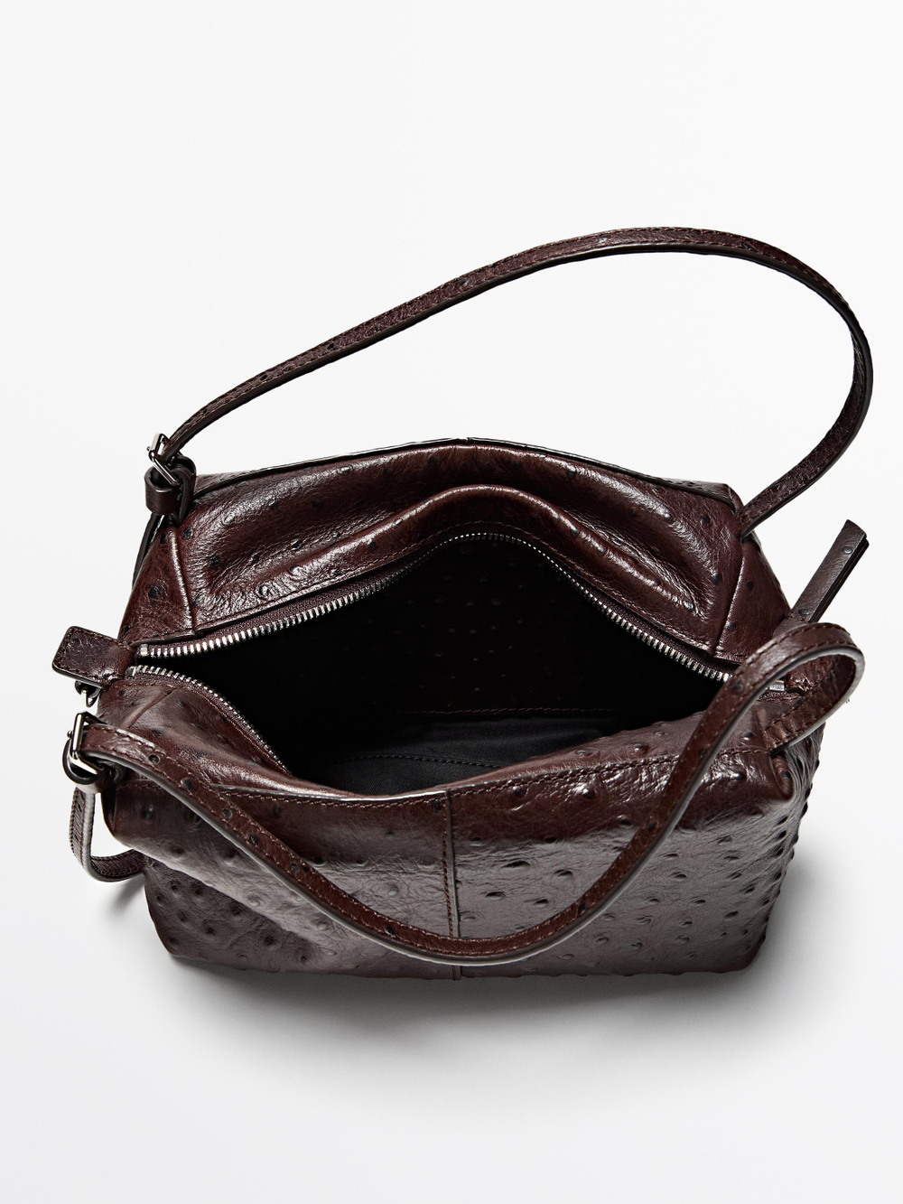 Massimo Dutti Мини-сумка из фактурной кожи, коричневый