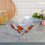 Салатник 24см квадратный Маки, тюльпаны