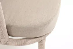 "Верона" кресло плетеное из роупа, каркас алюминий белый муар, роуп бежевый круглый, ткань бежевая 15052