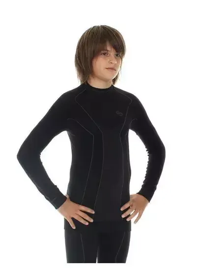 Терморубашка подростковая на мальчика BRUBECK Thermo body guard LS11690 черная