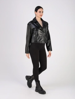 Кожаная куртка демисезонная косуха оверсайз