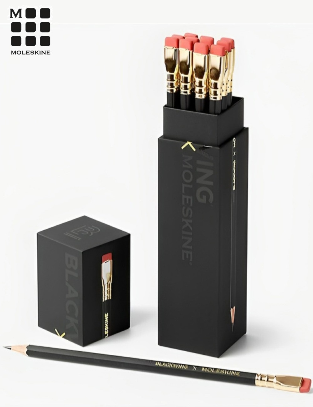 Набор карандашей FIRM Blackwing x Moleskine (EWBKWSU01F12SET) красный ластик, золотой зажим, 12 шт. в футляре