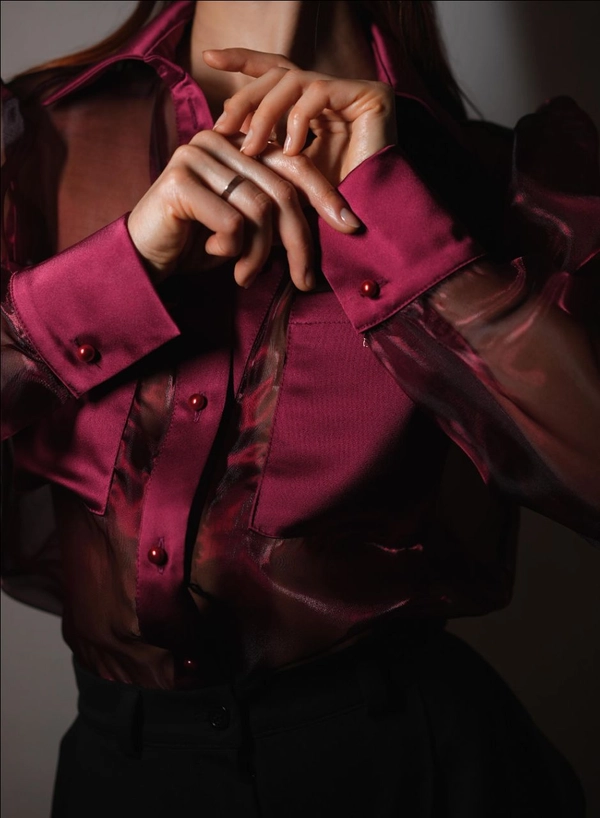 Рубашка органза Бургунди