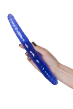 Двусторонний фаллоимитатор гелевый синий 28,5 см