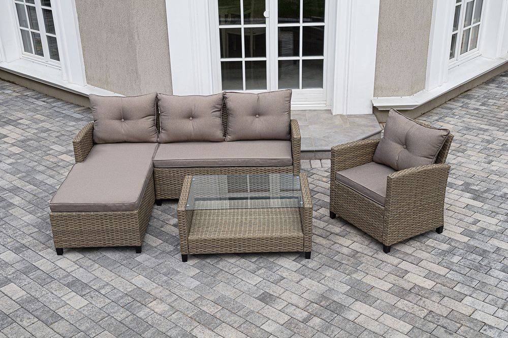 "Атланта" лаунж-зона из искусственного ротанга, цвет соломенный