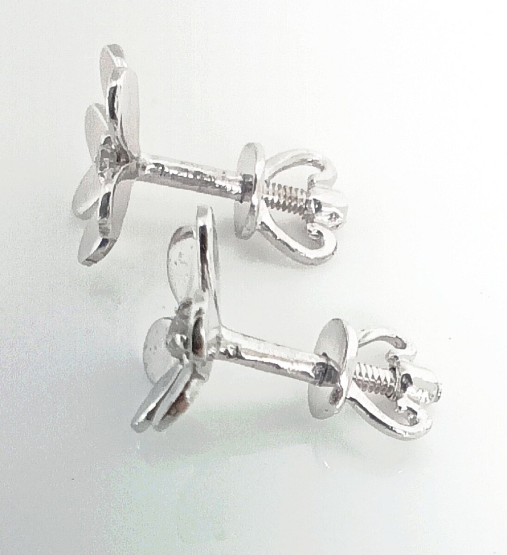 Серьги-пусеты "Эстерелла", родированные, серебро 925 проба, с фианитами/Ф