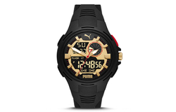 PUMA Wrist Watch Quartz Movement Silicone Strap Gold Dial Men"s Watches P5078