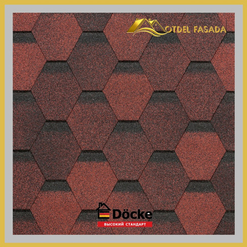Гибкая черепица Docke EUROPA Карат Красный 3м2