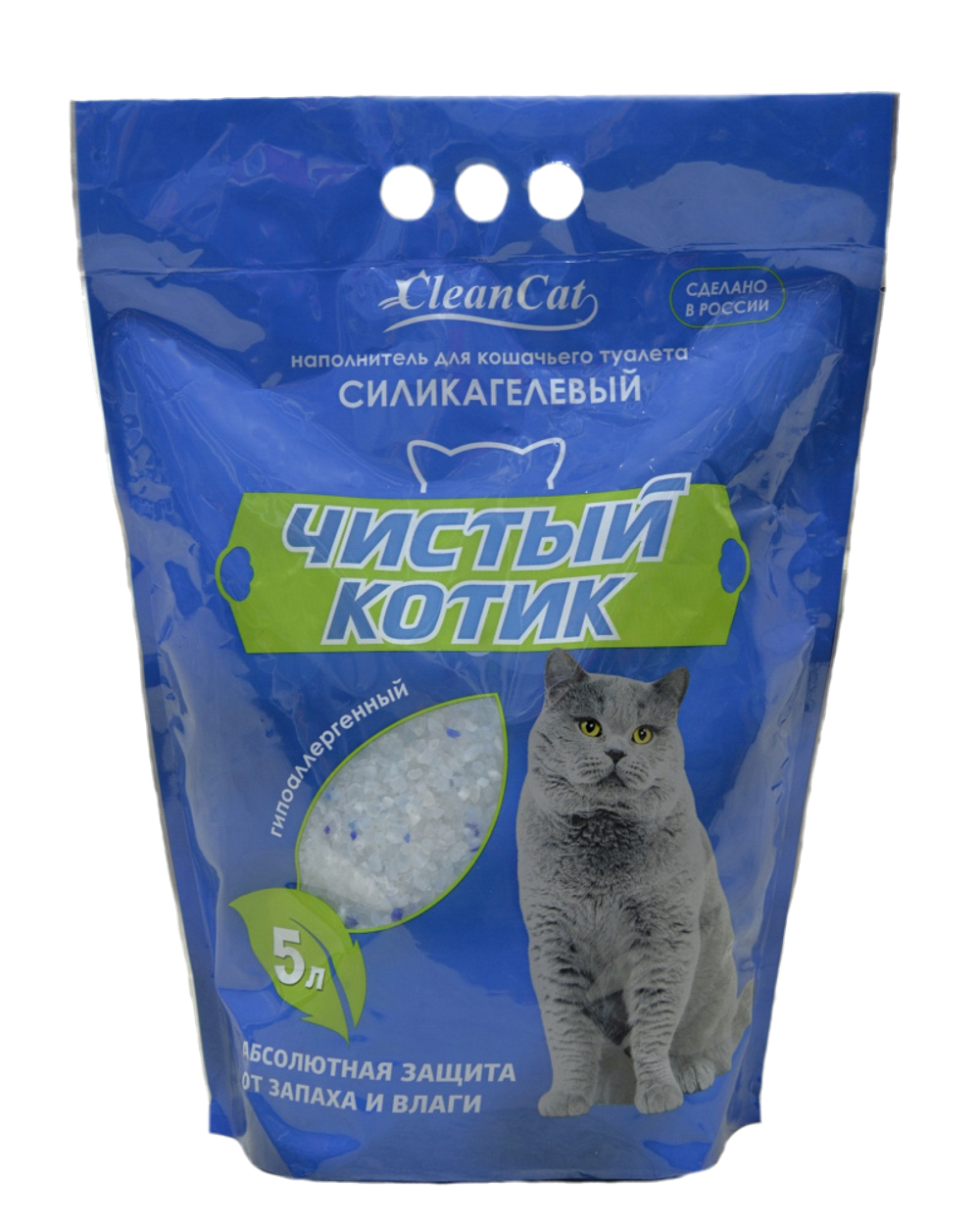 Чистый котик Силикагелевый наполнитель 5л.