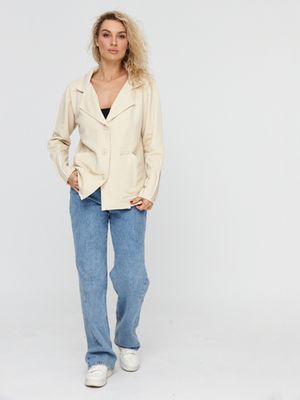 Жакет строчки трикотажный, бежевый