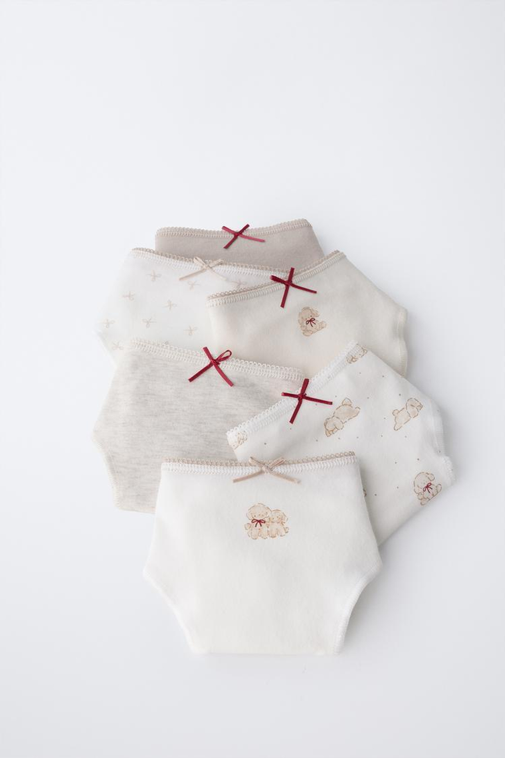 ZARA НАБОР ИЗ ШЕСТИ ТРУСОВ С ПРИНТОМ СОБАЧЕК, РЫЖЕВАТО-КОРИЧНЕВЫЙ