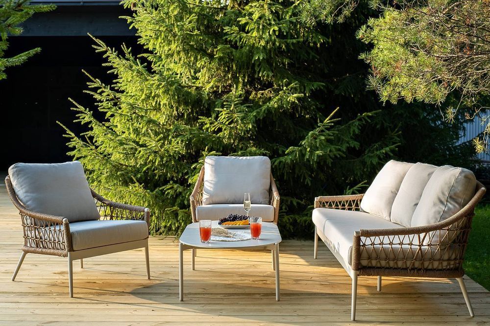 "Венеция" лаунж-зона из искусственного ротанга, цвет соломенный