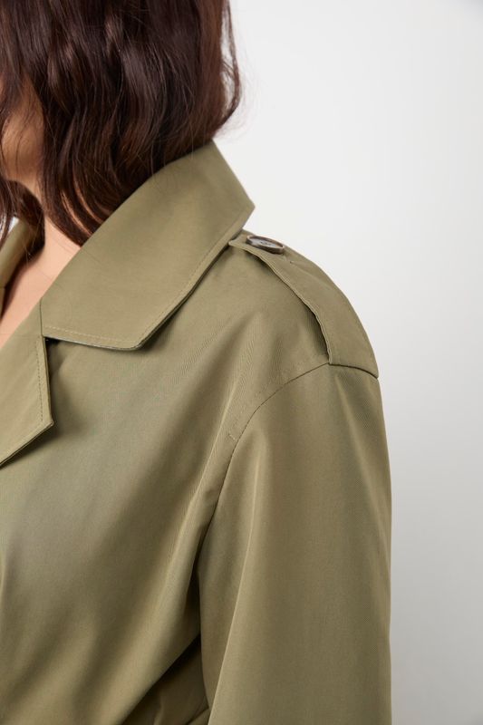 Тренч двубортный удлиненный, хаки