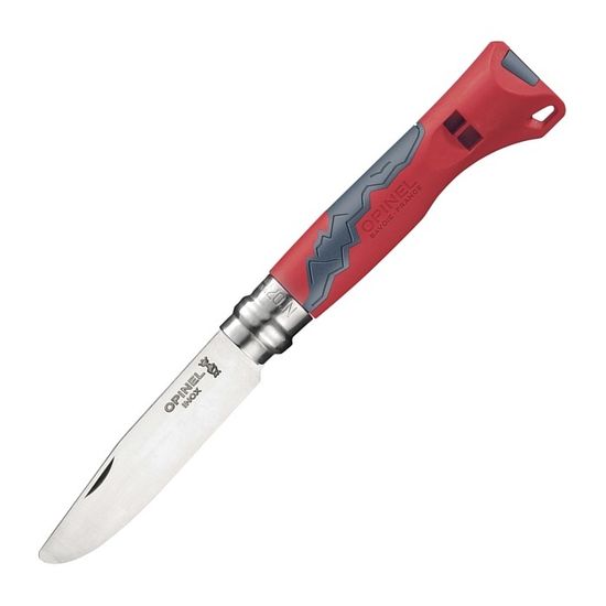 Складной нож Opinel №7 Outdoor Junior, красный c клинком из стали Sandvik™ 12С27, рукоять Полиформальдегид POM (пластик)