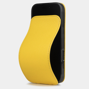 Чехол iPhone 16 Pro Max натуральная кожа сафьяно, желтого цвета