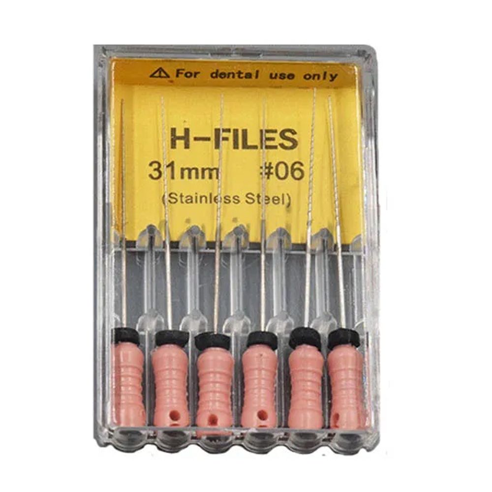 H-Files №06 (31мм) Mani Аш-Файлы (6шт.) Мани, корневой бурав ручной, эндодонтический