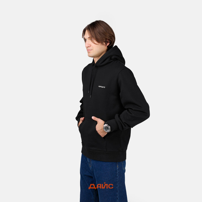 Толстовка мужская Carhartt WIP Script Embroidery Hooded артикул:I033658_black - купить в магазине Дайс
