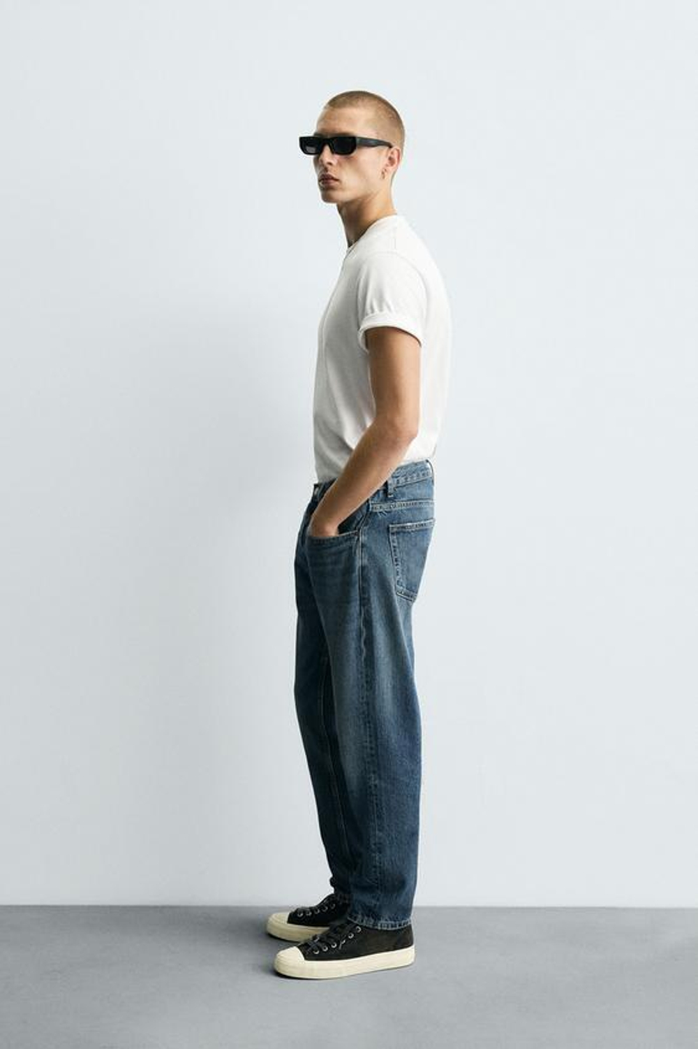 ZARA УКОРОЧЕННЫЕ ДЖИНСЫ SLIM FIT, СИНИЙ