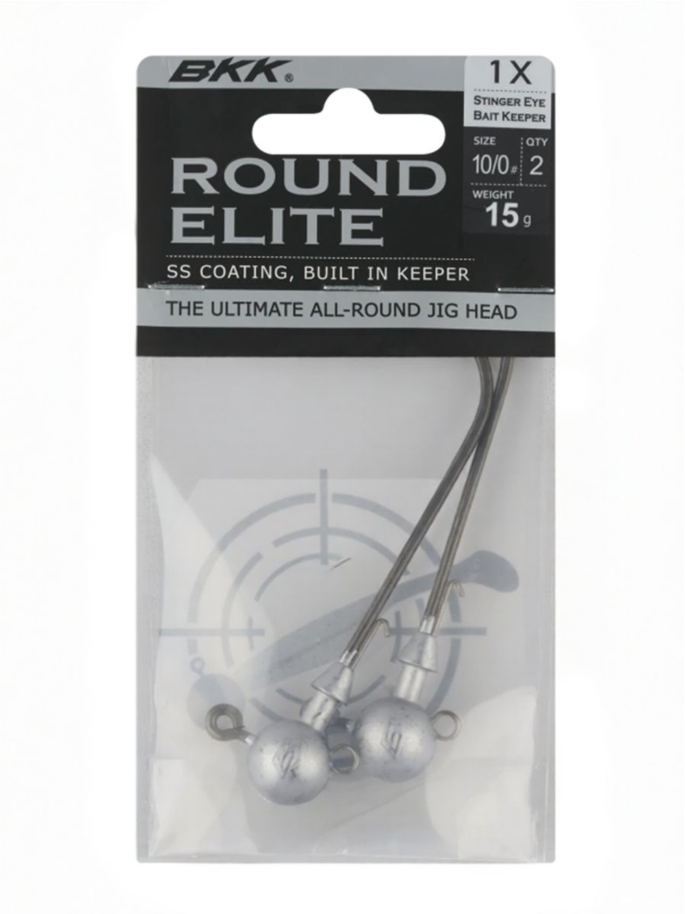 Джиг-головка для рыбалки BKK Round Elite-Stinger Eye Bait Keeper, размер крючка 12/0, вес 15г, 2 шт.