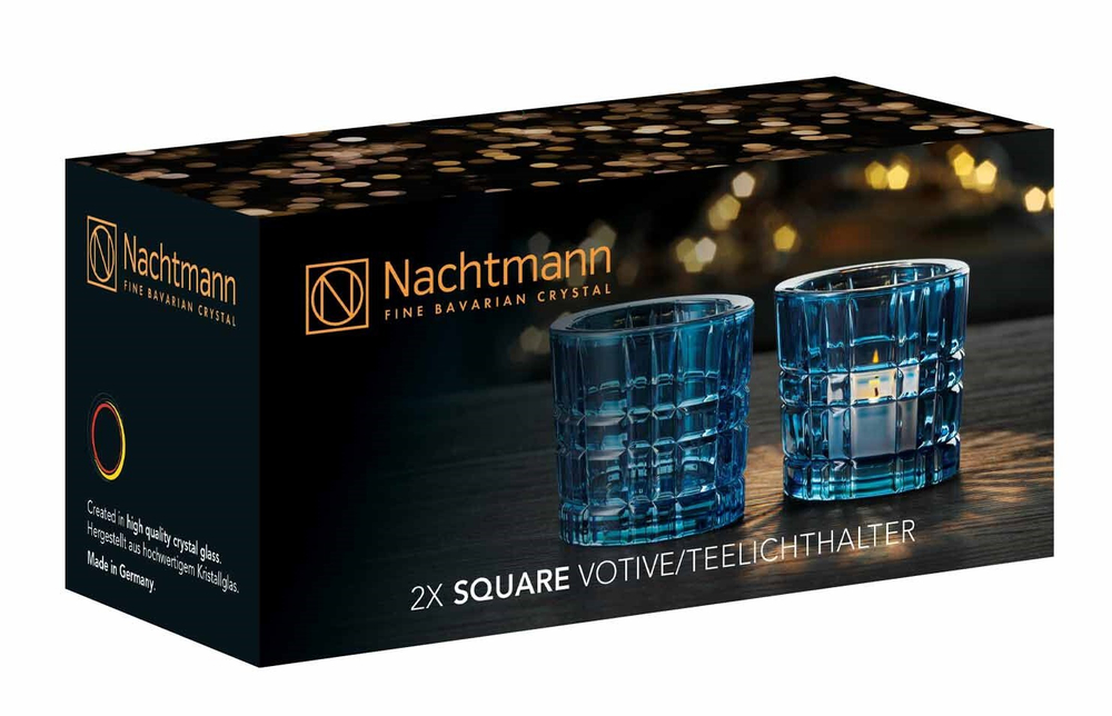SQUARE - Набор подсвечников 2 шт. синий H=66 мм, D=71 мм