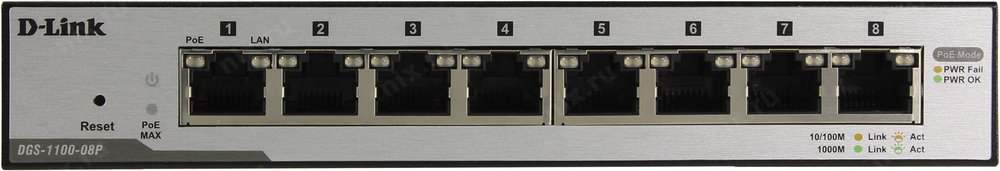 D-Link &lt; DGS-1100-08P &gt; Управляемый коммутатор (8UTP 10 / 100 / 1000Mbps PoE)