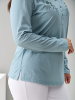 Блузка БЛ-22/шалфейрогожка-цветы-п