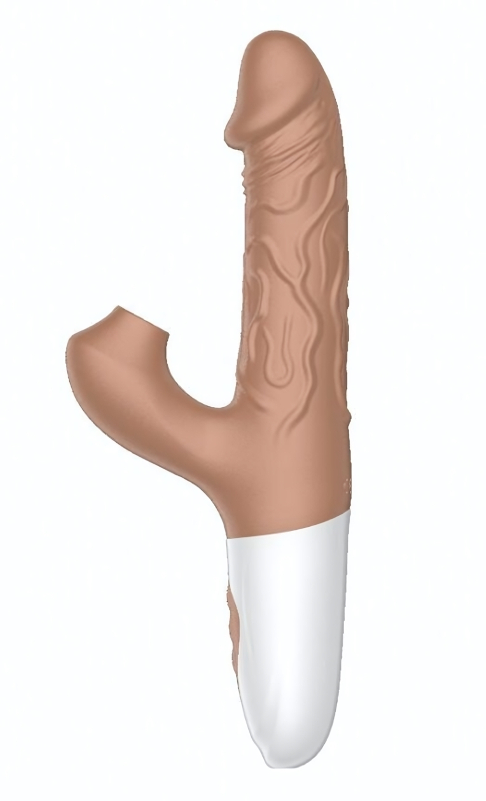 Телесный вибратор-кролик с функцией поступательных движений - 22,5 см. (Цвет: телесный)