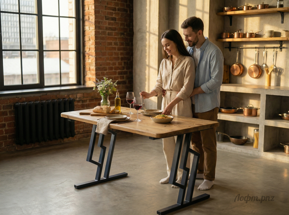 Стол в стиле Лофт с ножками "Молния"