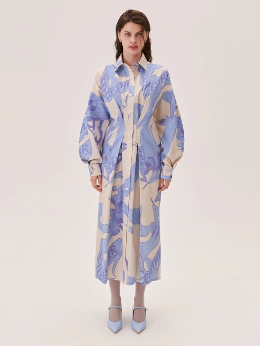 Платье-макси LOVERS бежево-голубого цвета