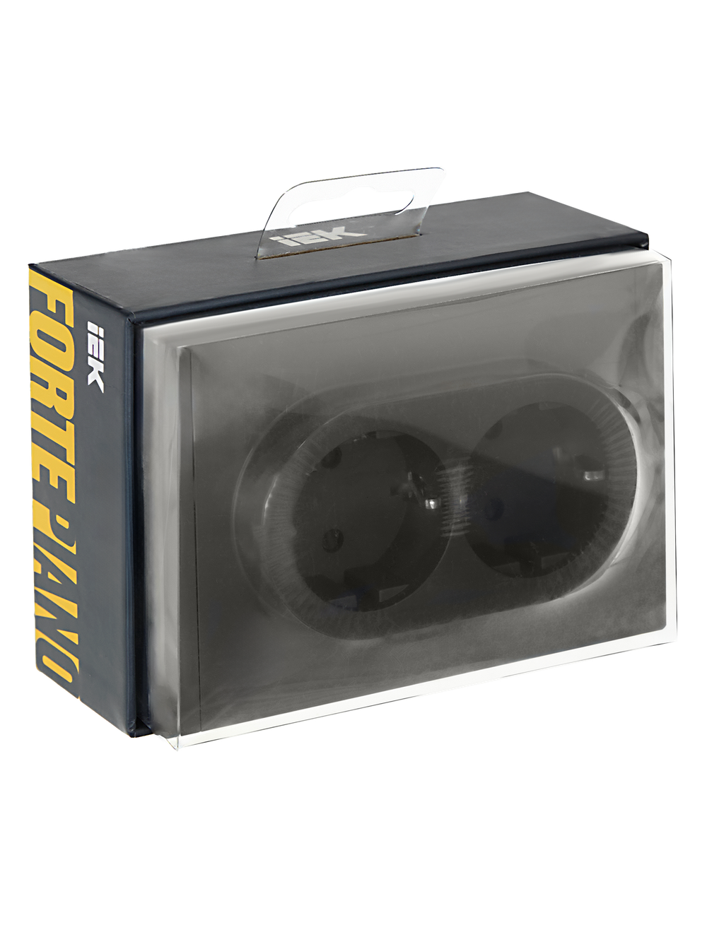 FORTE&PIANO Розетка 2-местная с заземлением с защитными шторками безвинтовое крепление 16А FP323 серый IEK