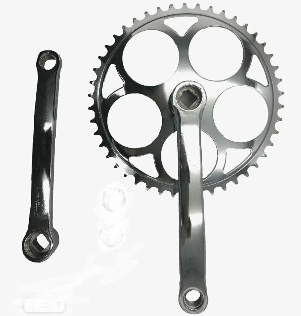 Шатуны-система TRIX, 1ск., 1/2"х1/8", 46 зуб., сталь, шатуны 170мм, резьба 9/16", под квадрат, хром (20)