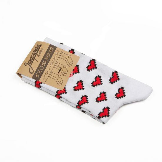 Носки ЗАПОРОЖЕЦ Сердечки женские Белый