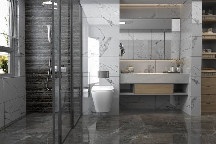 Комплект подвесной унитаз ABBER Rechteck AC1201 белый с инсталляцией AC0105 и кнопкой AC0121MCH матовый хром